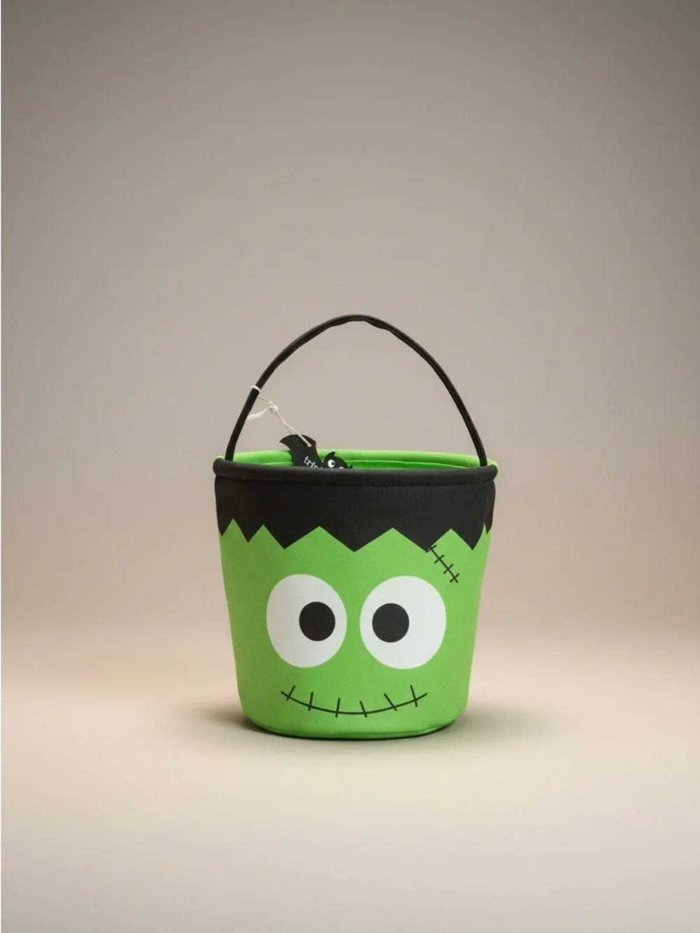 Cute Frankenstein Halloween Treat Bucket - Green & Black